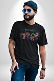 Encanto Kadın Erkek Unisex Siyah Organik Baskılı T-Shirt Penye Yüksek Kalite