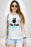 TikTok Life Kadın Erkek Unisex Beyaz Organik Baskılı T-Shirt Penye Yüksek Kalite