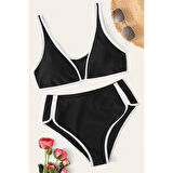 Kadın Siyah Pedli Yüksel Bel Sütyen Külot Takımı