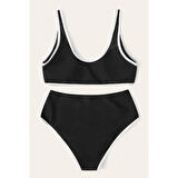 Kadın Siyah Pedli Yüksel Bel Sütyen Külot Takımı