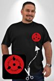 Naruto Shippuden Sasuke  Sharingan Siyah Büyük Beden Kadın Basic Minimal Baskılı Tişört