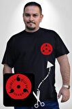 Naruto Shippuden Sasuke  Sharingan Siyah Büyük Beden Kadın Basic Minimal Baskılı Tişört