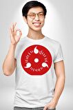Naruto Shippuden Sasuke  Sharingan Kadın Erkek Unisex Beyaz Organik Baskılı T-Shirt Penye Yüksek Kalite