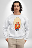 Looney Tunes Küfürbaz Haydo Kadın Erkek Beyaz Sweatshirt 