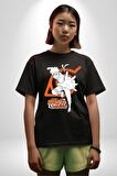 Naruto Shippuden Gizli İşareti Pamuklu Bisiklet Yaka Kadın Erkek Oversize Boyfriend Dijital Baskılı Siyah T-shirt