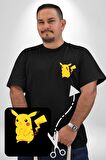 Pokemon Siyah Büyük Beden Kadın Basic Minimal Baskılı Tişört