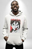 Anime Titan Saldırısı  Kadın Erkek  Beyaz Kapüşonlu Sweatshirt Hoodie