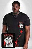 Anime Titan Saldırısı  Siyah Büyük Beden Kadın Basic Minimal Baskılı Tişört