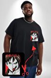 Anime Titan Saldırısı  Siyah Büyük Beden Kadın Basic Minimal Baskılı Tişört