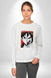 Anime Titan Saldırısı  Kadın Erkek Beyaz Sweatshirt 