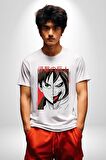 Anime Titan Saldırısı  Kadın Erkek Unisex Beyaz Organik Baskılı T-Shirt Penye Yüksek Kalite