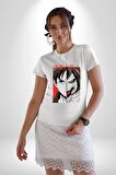 Anime Titan Saldırısı  Kadın Erkek Unisex Beyaz Organik Baskılı T-Shirt Penye Yüksek Kalite
