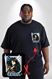 Anime Levi Ackerman Beyaz Ve Siyah Kanatlar Siyah Büyük Beden Kadın Basic Minimal Baskılı Tişört