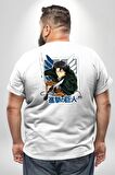 Anime Levi Ackerman Beyaz Ve Beyaz Kanatlar Büyük Beden Beyaz Tişört Kadın Erkek Ünisex Sırt Baskılı