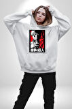 Anime Manga Style Attack On Titan Kadın Erkek  Beyaz Kapüşonlu Sweatshirt Hoodie