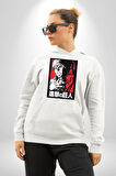Anime Manga Style Attack On Titan Kadın Erkek  Beyaz Kapüşonlu Sweatshirt Hoodie