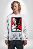 Anime Manga Style Attack On Titan Kadın Erkek Beyaz Sweatshirt 