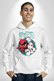 Japon Anime Tengu Maske  Kadın Erkek  Beyaz Kapüşonlu Sweatshirt Hoodie