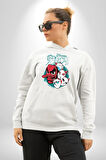 Japon Anime Tengu Maske  Kadın Erkek  Beyaz Kapüşonlu Sweatshirt Hoodie