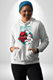 Japon Anime Tengu Maske  Kadın Erkek  Beyaz Kapüşonlu Sweatshirt Hoodie