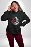 Japon Anime Tengu Maske  Kadın Erkek  Siyah Kapüşonlu Sweatshirt Hoodie