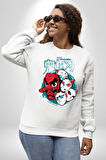 Japon Anime Tengu Maske  Kadın Erkek Beyaz Sweatshirt 