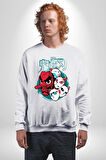 Japon Anime Tengu Maske  Kadın Erkek Beyaz Sweatshirt 
