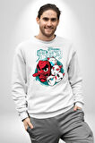 Japon Anime Tengu Maske  Kadın Erkek Beyaz Sweatshirt 