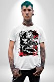 Anime Rengoku Kyojuro Kadın Erkek Unisex Beyaz Organik Baskılı T-Shirt Penye Yüksek Kalite