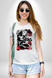 Anime Rengoku Kyojuro Kadın Erkek Unisex Beyaz Organik Baskılı T-Shirt Penye Yüksek Kalite