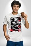 Anime Rengoku Kyojuro Kadın Erkek Unisex Beyaz Organik Baskılı T-Shirt Penye Yüksek Kalite
