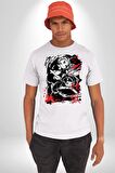 Anime Rengoku Kyojuro Kadın Erkek Unisex Beyaz Organik Baskılı T-Shirt Penye Yüksek Kalite