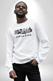 FRIENDS Korku Film Kahramanları Kadın Erkek Beyaz Sweatshirt 