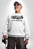 FRIENDS Korku Film Kahramanları Kadın Erkek Beyaz Sweatshirt 