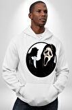Korku Filmi Çığlık Kadın Erkek  Beyaz Kapüşonlu Sweatshirt Hoodie