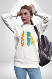 Korku Filmi Maskeli Katil Kadın Erkek Beyaz Sweatshirt 
