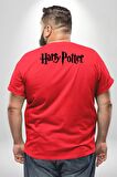 Harry Potter Büyük Beden Kırmızı Tişört Kadın Erkek Ünisex Sırt Baskılı