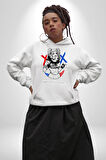 Harley Quinn Kadın Erkek  Beyaz Kapüşonlu Sweatshirt Hoodie
