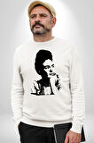 Frida Kahlo Kadın Erkek Beyaz Sweatshirt 
