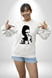 Frida Kahlo Kadın Erkek Beyaz Sweatshirt 