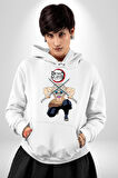 Anime Inosuke Hashibira Demon Slayer Kadın Erkek  Beyaz Kapüşonlu Sweatshirt Hoodie