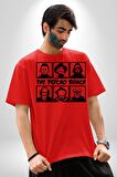 Korku Film Kahramanları Piskopat Pamuklu Bisiklet Yaka Kadın Erkek Oversize Boyfriend Dijital Baskılı Kırmızı T-shirt