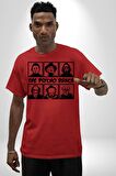 Korku Film Kahramanları Piskopat Pamuklu Bisiklet Yaka Kadın Erkek Oversize Boyfriend Dijital Baskılı Kırmızı T-shirt