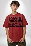 Korku Film Kahramanları Piskopat Pamuklu Bisiklet Yaka Kadın Erkek Oversize Boyfriend Dijital Baskılı Kırmızı T-shirt