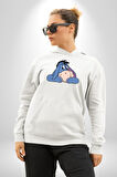 Sevimli Eşek Kadın Erkek  Beyaz Kapüşonlu Sweatshirt Hoodie