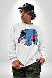 Eşek Peluş Kadın Erkek Beyaz Sweatshirt 