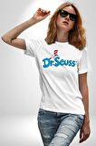 Dr Seuss Kadın Erkek Unisex Beyaz Organik Baskılı T-Shirt Penye Yüksek Kalite