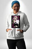 Anime Demon Slayer Kimetsu No Yaiba Mitsuri Kanroji Kadın Erkek  Beyaz Kapüşonlu Sweatshirt Hoodie