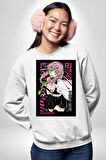 Anime Demon Slayer Kimetsu No Yaiba Mitsuri Kanroji Kadın Erkek Beyaz Sweatshirt 