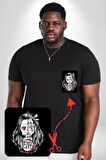 Anime Demon Slayer  Siyah Büyük Beden Kadın Basic Minimal Baskılı Tişört